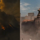 On the left, Rodan emerges from its Volcanic crucible in King of the Monsters; on the right, his first appearance in Rodan.